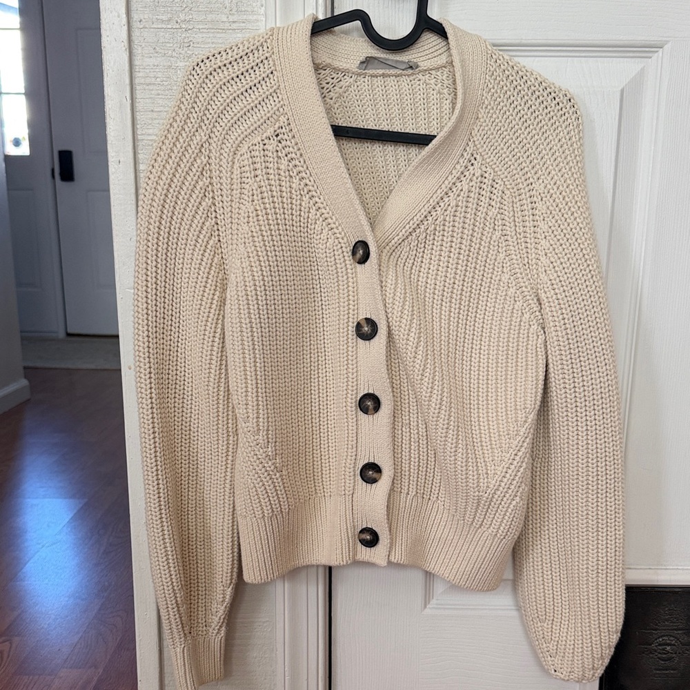 Everlane Beige Button-Up Cardigan